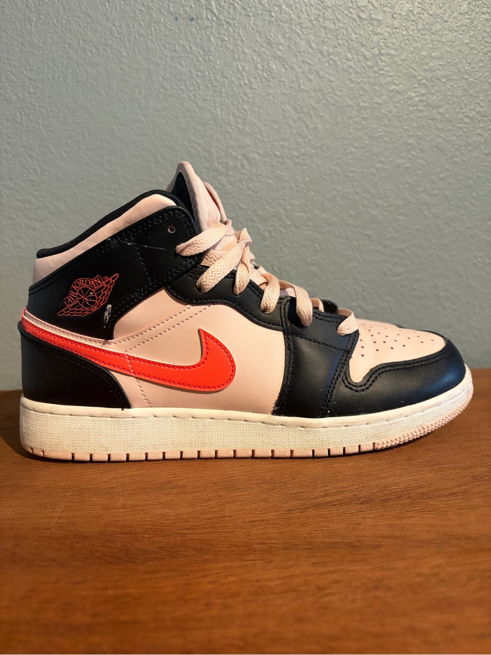 6.5y Air Jordan 1s - Pink, Black and Infrared Swoosh